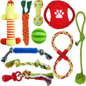 CENRONG Dog Rope Toys,10 Pcs Teething Training Dog Rope Toys Puppy Chew Toys for Small Dog and Puppy Quality Natural Cotton, with Frisbee, Ball Rope, Rope Bone