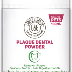 C&G Pets | Plaque Dental Powder 100ML | Plant Based Antibacterial Dog Mouthwash Plaque Off | Natural Ingredients Dog Plaque Remover | Ideal for Dog Dental Care Plaque Off Dogs Plaque Off