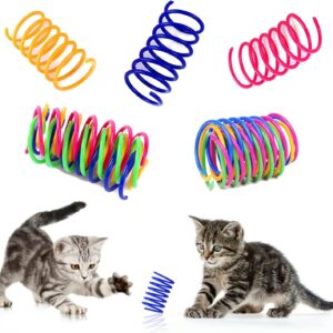 Cat Colorful Springs Toys, 12 Pcs Cat Spring Creative Toys for Kittens, BPA Free Durable Heavy Plastic Interactive Toys to Kill Time and Keep Fit for Swatting, Biting, Hunting Kitten Toys