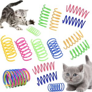 Cat Spring Toy, 40Pcs Spring Tumbler Cat Toys Colorful Cat Creative Toys for Kittens BPA Free Durable Heavy Plastic Interactive Toys to Kill Time and Keep Fit for Swatting Biting Hunting Kitten Toys