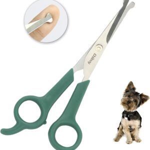 Chi-buy Pet Grooming Scissors for Dogs and Cats, with Safe Round Tips, Stainless Steel Dog Eye Cutting Scissors, Home Professional Pets Grooming Tool (Green)