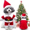 Christmas Pet Clothes Dog Cat Christmas Costume Santa Claus Hat Scarf Cosplay Dressing up Xmas Party Fashion New Year Clothing Accessories for Small Pet Cat Dog (L)