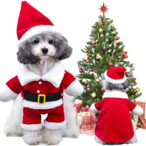 Christmas Pet Clothes Dog Cat Christmas Costume Santa Claus Hat Scarf Cosplay Dressing up Xmas Party Fashion New Year Clothing Accessories for Small Pet Cat Dog (L)