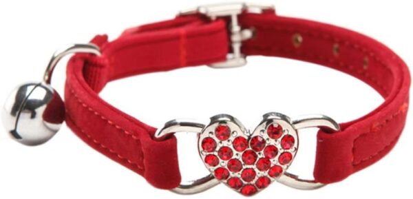 DAIXI Cat Collar, cat collars with Bell and Bling Crystal Heart Charm Cute Pet Supplies (Red)