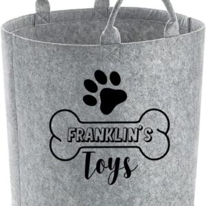 Daytripper Personalised Toy Box For Dogs Paw Print Custom Name Dog Bone Storage Basket Pet Toybox Chest Trug Gift For Dog Owners Puppies Toys Pets Multi Purpose Puppy Accessories (MEDIUM, GREY)