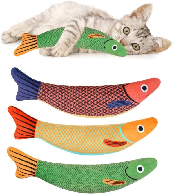 Difistik Catnip Toys for Cats, 3PCS Cat Toys for Indoor Kitten Teething Toys with Bell Inside, Interactive Plush Cat Pillow Cartoon Catnip Cat Chew Toy