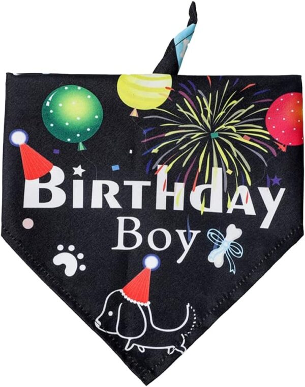 Dog Birthday Bandana Large Breed Girl & Boy, Soft Dog Triangle Scarf Bib Accessories, Washable Adjustable Pet Kerchief, Party Supplies for Small Medium Cats Pets (Black)