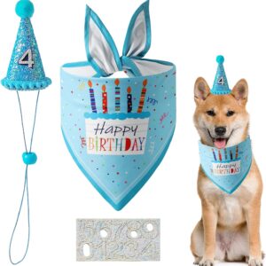 Dog Birthday Party Supplies,Reusable Dog Birthday Bandana Hat Set Boy with Number Dog Birthday Bandana Dog Cats Cap Birthday Party Decorations for Pets Dogs and Cats