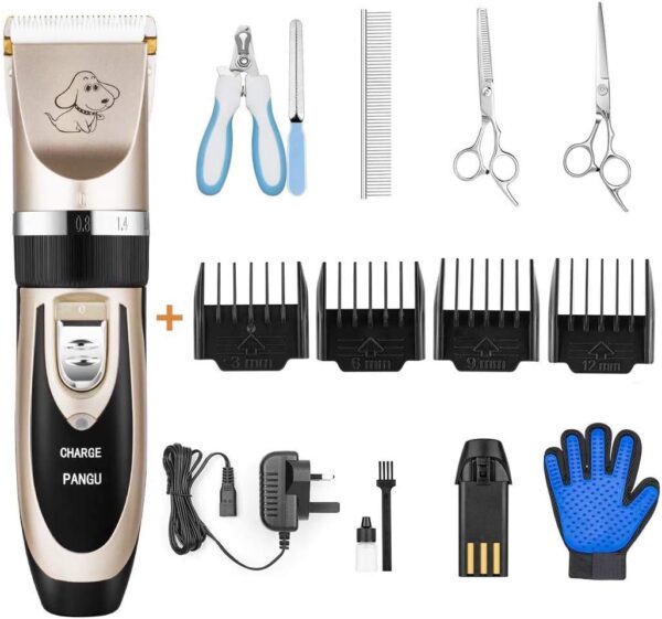 Dog Clippers Professional Pet Grooming Kit Low Noise, Rechargeable Pet Shaver Cordless Silent Dog Hair Trimmer with Scissors Comb Best Hair Clipper for Dogs Cats Pets