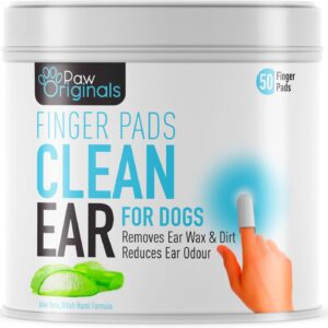 Dog Ear Wipes - Finger Pads | Stop Itching - Remove Dirt, Wax & Clean Dirty Ears Easily | Aloe Vera & Witch Hazel Infused | 50 Dog Ear Cleaning Finger Wipes For Easy Cleaning Of Dogs Ears | UK BRAND