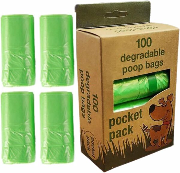 Dog Poo Bags Heavy Duty Poop Bags With Tie Handles Extra Strong Degradable Doggy Waste Bag Roll Leak Proof Pooper Bags Cats Dogs Puppy Pet Supplies Outdoor Accessories Green 32cmx36cm (Pack Of 100)