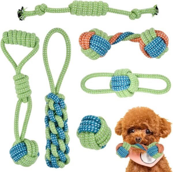 Dog Rope Toys Puppy Toys 6PCS Small Dog Cotton Rope Chewing Toys Puppy Dog Chew Toys Teething Training, Dog Tug Rope Interactive Dog Rope Toys Indestructible, Natural Cotton Rope for Small Medium Dogs