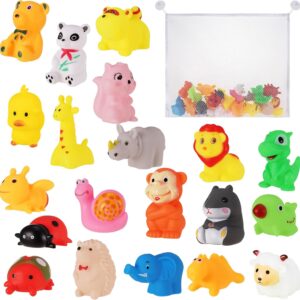 FANTESI 20 Pcs Baby Bath Toys Floating Bath Toys Rubber Animal Toy With Mesh Bath Toy Storage Floating Animal Bath Toy Swimming Toys For Kids Toddler Gift