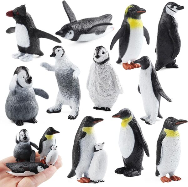 FLORMOON Penguin Toys, 11pcs Realistic Small Polar Animals Fingurines Winter Animals for Early Educational Birthday Cupcake Topper Gift for Kids…