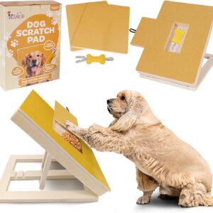 Foam Padded Dog Scratch Pad for Nails | Dog Nail File Solution - Essential in Dog Products & Pet Supplies |Dog Grooming & Dog Training & Behavior Aids | Dog Gifts & Pet Care | (Yellow Ramp Style)