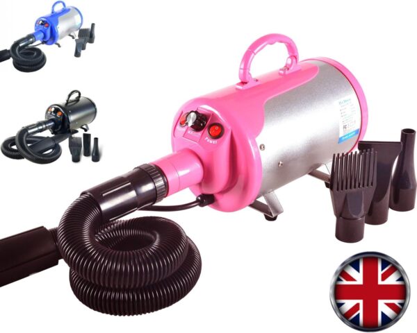 Gravitis Pet Supplies 2800w Professional Pet Hair Dryer with Hose – A Powerful but Quiet Dog Dryer with Variable Speed (Pink)