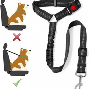 Headrest Dog Car Seat Belt, Adjustable With Elastic Bungee Buffer Durable Headrest Pet Seat Belt, Dog Car Harness With Anti-Shock Bungee, For Any Cars Vehicle Travel Accessories For Pets Cats Dogs