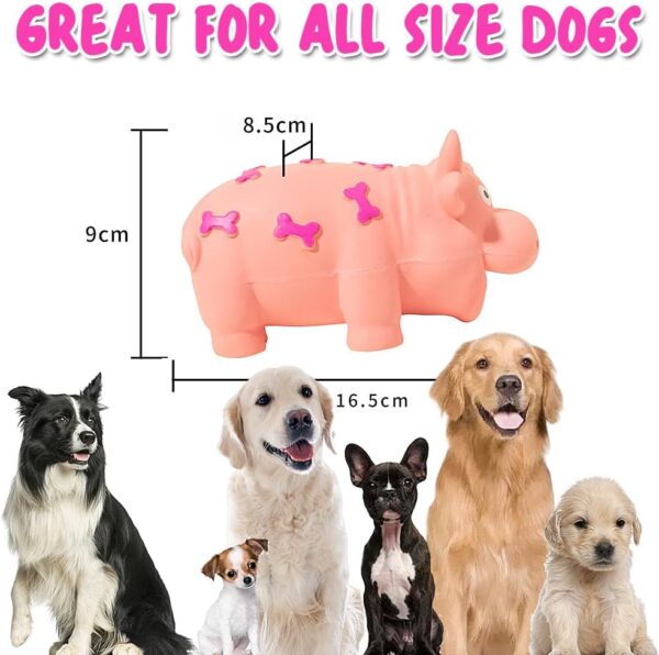 Indestructible Chew Toys for Puppy, Squeaky Dog Teething Toys, Durable Rubber Pink Cow Dog Toy for Small Medium Large Dogs