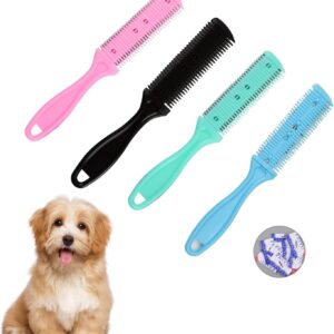 JNAWA 4 Pieces Pet Dog Cat Hair Trimmer Pet Double Sided Hair Styling Razor Comb Professional Hair Thinner Comb for Dogs Cats Hair Pet Supplies