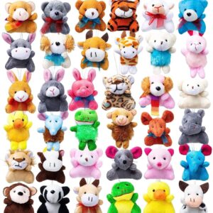 JOYIN 12 Pack Random Mini Animal Plush Toy Assortment (12 Units 3" Each),Bulk Stuffed Animals for Kids, Small Animals Plush Keychain Decoration, Carnival Prizes, Easter Party Favors