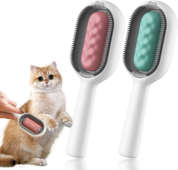 JVHLOV Pack of 2 Cat Brush, Multifunctional Pet Cleaning Brush, Pet Hair Removal Comb with Water Tank, for Massage Care and Remove Hair