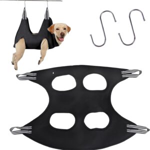 Jenrisben Dog Grooming Hammock Black Dog Grooming Harness Dog Grooming Sling Pet Nail Trimming Harness with 2 Hooks for Small Medium Dogs Cat Nail Cutting Claw Care Ears Care Washing Bathing