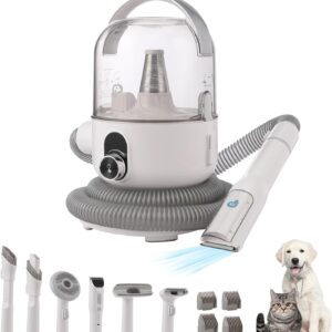 KIMORE Pet Grooming Kit & Vacuum Suction 99% Pet Hair, 5 In-1 Pet Grooming Kit With 2L Large Capacity Dust Cup, Low Noise Dog Hair Remover for Shedding Grooming Dogs Cats