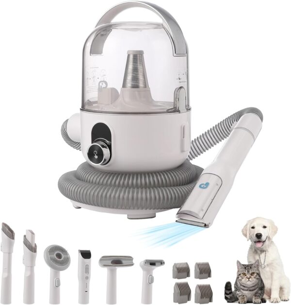 KIMORE Pet Grooming Kit & Vacuum Suction 99% Pet Hair, 5 In-1 Pet Grooming Kit With 2L Large Capacity Dust Cup, Low Noise Dog Hair Remover for Shedding Grooming Dogs Cats