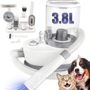 Kalolary Dog Hair Vacuum Grooming Kit with 3.8L Extra Large Capacity, 12000Pa Strong Pet Grooming Vacuum 99% Suction, Low Noise Dog Vacuum with 6 Tools for Shedding Grooming Pet Hair