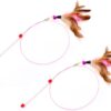 KuTi Kai Cat Feather Wand Toy,Cat Toy,Steel Wire Feather Interactive Pet Stick Training - Beads Bells Kitten Wand Toys Pet Teaser 2pcs/set (One Size, Color Random)