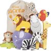 Le Toy Van - Wooden Petilou Africa Stacker & Bag Educational Balancing Activity Toy for 18m+, 9 pieces