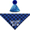 Luckious Pet Birthday Party Supplies,Reusable Dog Cat Cat Birthday Bandana and Hat, Cute Pet Birthday Outfit, Small Medium Pet Birthday Hat for Cat Dog Birthday Decoration