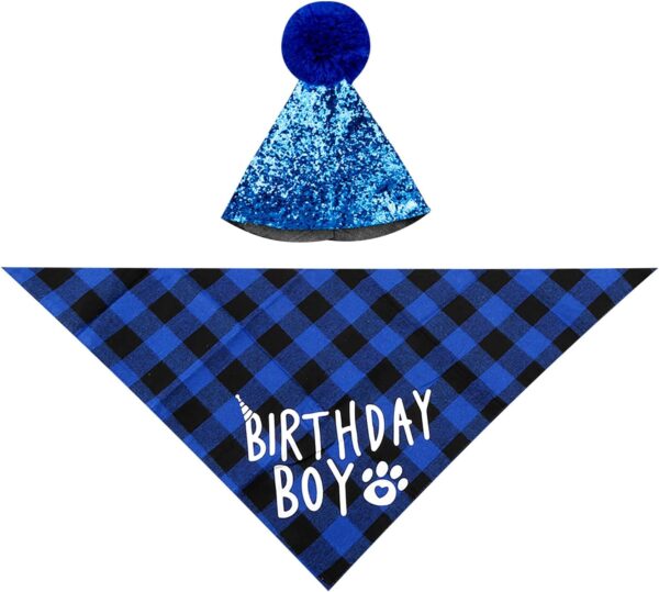 Luckious Pet Birthday Party Supplies,Reusable Dog Cat Cat Birthday Bandana and Hat, Cute Pet Birthday Outfit, Small Medium Pet Birthday Hat for Cat Dog Birthday Decoration