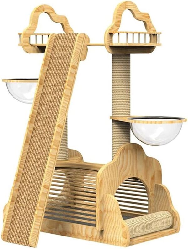 MGWYE Large Cats Climbing Frame, Cats Litter, Cats Tree, Solid Wood Cats Shelf, Villa Capsule, Sisal Scratching Board, Cats Toy Supplies