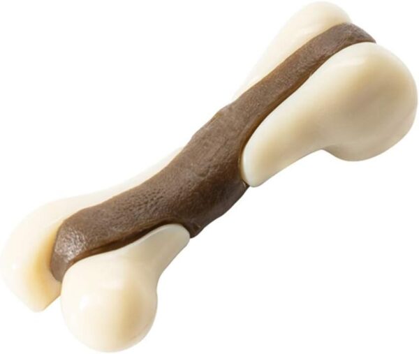 MU Durable Dog Bone Dental Care Nontoxic Bacon Flavored Pet Toys Edible Treat Layer Bite Resistant Puppy Chew Interactive,Small,Small