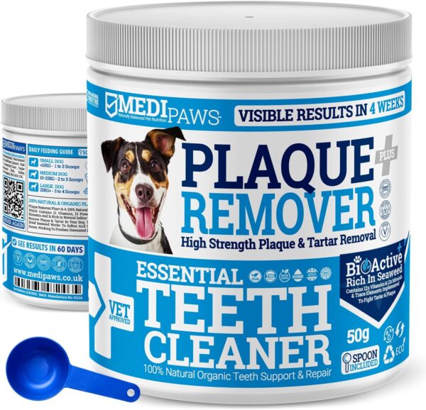 MediPaws® Plaque Off Remover Dogs 50g For Dog Teeth & Bad Breath | Just Add To Dog Food - No Need For Dog Toothbrush or Dog Toothpaste | Remove Dog Bad Breath & Plaque Remover For Dogs, Cats & Pets