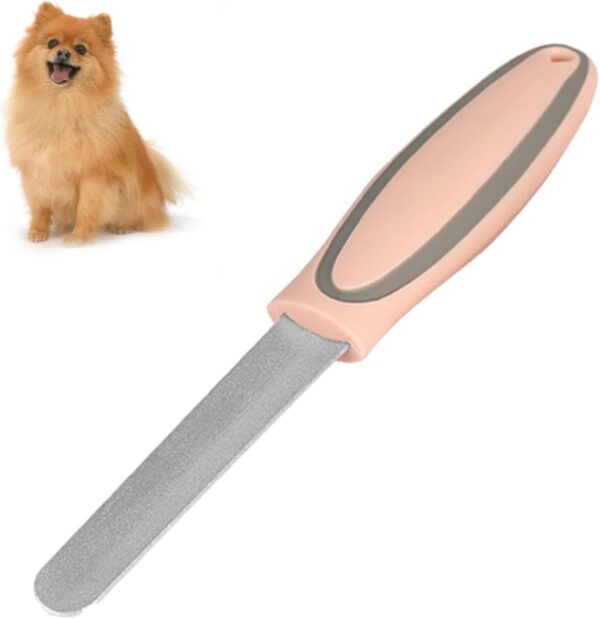 NHBETYS Pet Dog Nail File, Half Moon Puppy Nail Claw File Nail Polish Cat Claw Care with Easy Grip Handle, Animal Pedicure Grooming Clipper Tool for Dogs Cat's Sharp Claws(Pink)