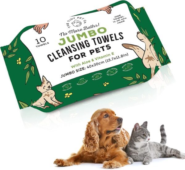 No More Baths! Jumbo Cleansing Towels for Pets