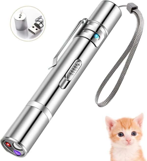 PAIDASHU Cat Toys, Interactive Toys for Cats, Cat Dog Red Pointer Light Toy, 7 in 1 LED Cat Light Pen,USB Rechargeable, Pet Scratching Practice Chase Training Tool