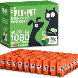 PET N PET 1080 Counts Poo Bags Dogs, USDA Certified 38% Biobased Dog Poop Bags Rolls, 60 Large Poo Bags, Thick Dog Poo Bags