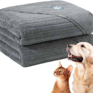 POLYTE Microfiber Quick Drying Pet Grooming Towel for Drying Dogs and Cats of All Breeds and Sizes 24 x 40 in, 2 Pack