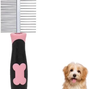 Pet Care Comb Double-Sided Metal Brush Anti-Flea for Animals Rounded Teeth Dog Comb Stainless Steel Pet Comb for Dogs Cats with Short Medium Long Hair