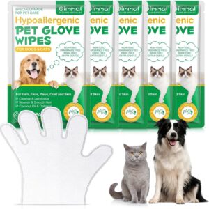 Pet Cleaning Gloves Wipes X5 Pcs. Hygienic Wipes for Dogs & Cats. Cleaning,Soothing & Nourishing Pet Hair,Daily Care,Suitable for Pet Families. Also Used for Cleansing Paws, Eyes, Ears, Butt, Chin X5.