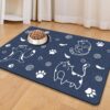 Pet Feeding Mat Absorbent Dog Food Mat No Stains Waterproof Dog Mat for Food and Water, Easy Clean Puppy Supplies Dog Accessories for Messy Drinkers(Blue-44x75 cm）