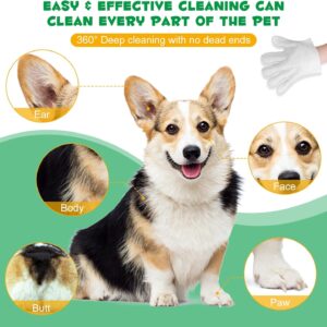 Pet Grooming Gloves Wipes, Hygienic Wipes for Dogs & Cats, Cleaning & Deodorizing Pet Bathing Wipes, No Rinse Puppy Extra Thick Paw Wipes, Dog Cleaning Gloves for Butt, & Body (6PCS-Grooming Wipes)