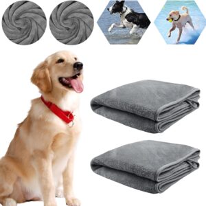 Pet Towels, Super Absorbent 50×100cm, 2PCS Quick Drying Pet Bath Towels, Puppy Towels, Towel for Dogs Cats and other Pets, Shower & Bath Supplies, Drying Product, Puppy Grooming Grey (100x 50cm)