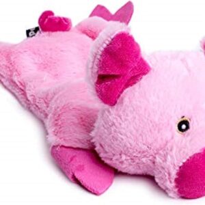 Petface Farmyard Buddies Crinkle Flat Pig Plush Dog Toy, Pink