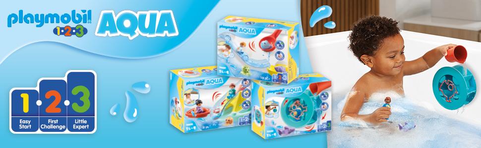 Playmobil 123 toddler toys banner, text reads: 1 Easy start, 2 First Challenge, 3 Little Expert