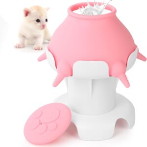 Puppy Feeder for Multiple Puppies, 300ml Breast Milk Feeder, Suitable for Newborn Pets, Puppy and Kitten Feeder with 5 Nipples Silicone,Puppy Feeder Milk Bowl,Pet Care Products,Pink