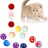 QIODAZOO 12PCS Cat Toy Balls, 6 PCS Cat Bell Ball and 6 PCS Cat Soft Ball for Kitten, Cat Interacitve Indoor Colorful Toy (Random Color)